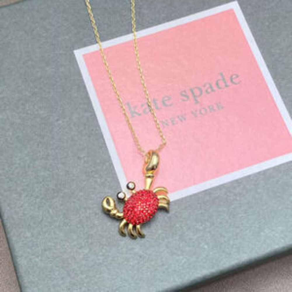 kate spade Red Rhinestone Mini Crab Asymmetric Sea Necklace